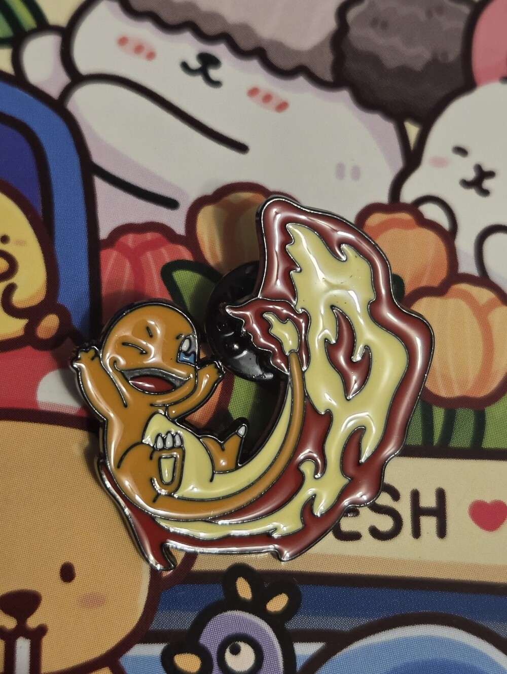 Pokemon Charmander Flame Enamel Pin in Orange, Yellow, Red